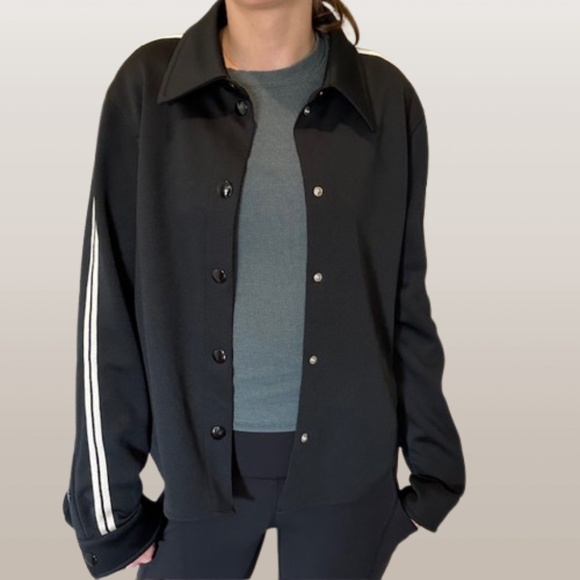 🔥HOST PICK🔥Palm Angels Classic Track Shirt Jacket Black with White Stripes🌸 - Picture 1 of 14